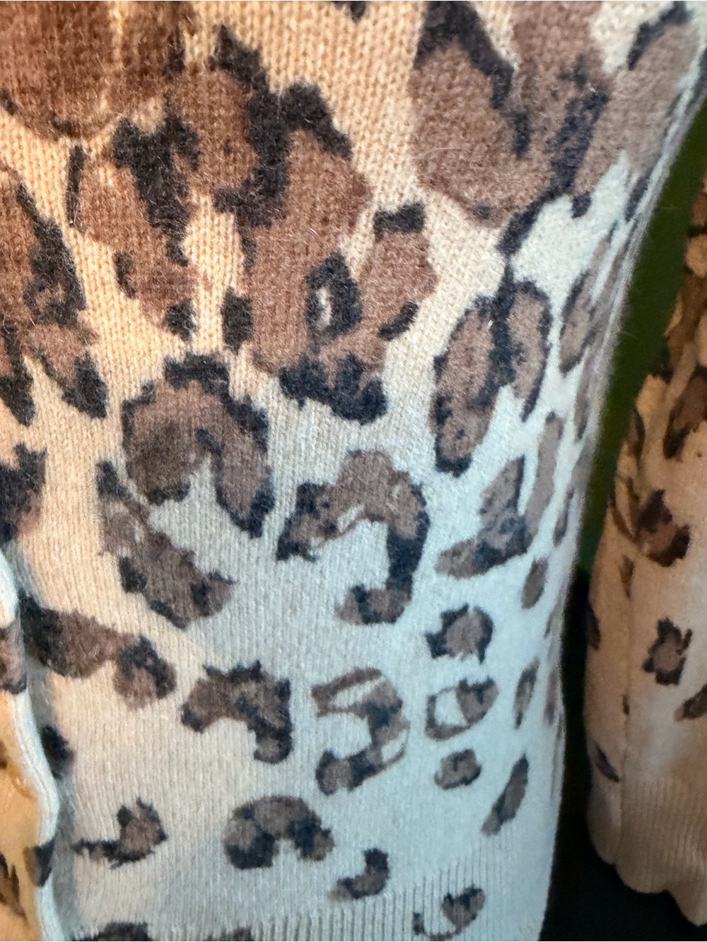 Lord & Taylor Cashmere Leopard-Print Sweater in Beige & Brown - Picture 4 of 6